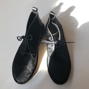 Zara black hair calf lace booties